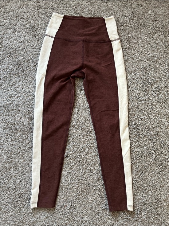 Beyond Yoga Pants - Beyond Yoga Space Dye Maroon and Cream Color block Leggings